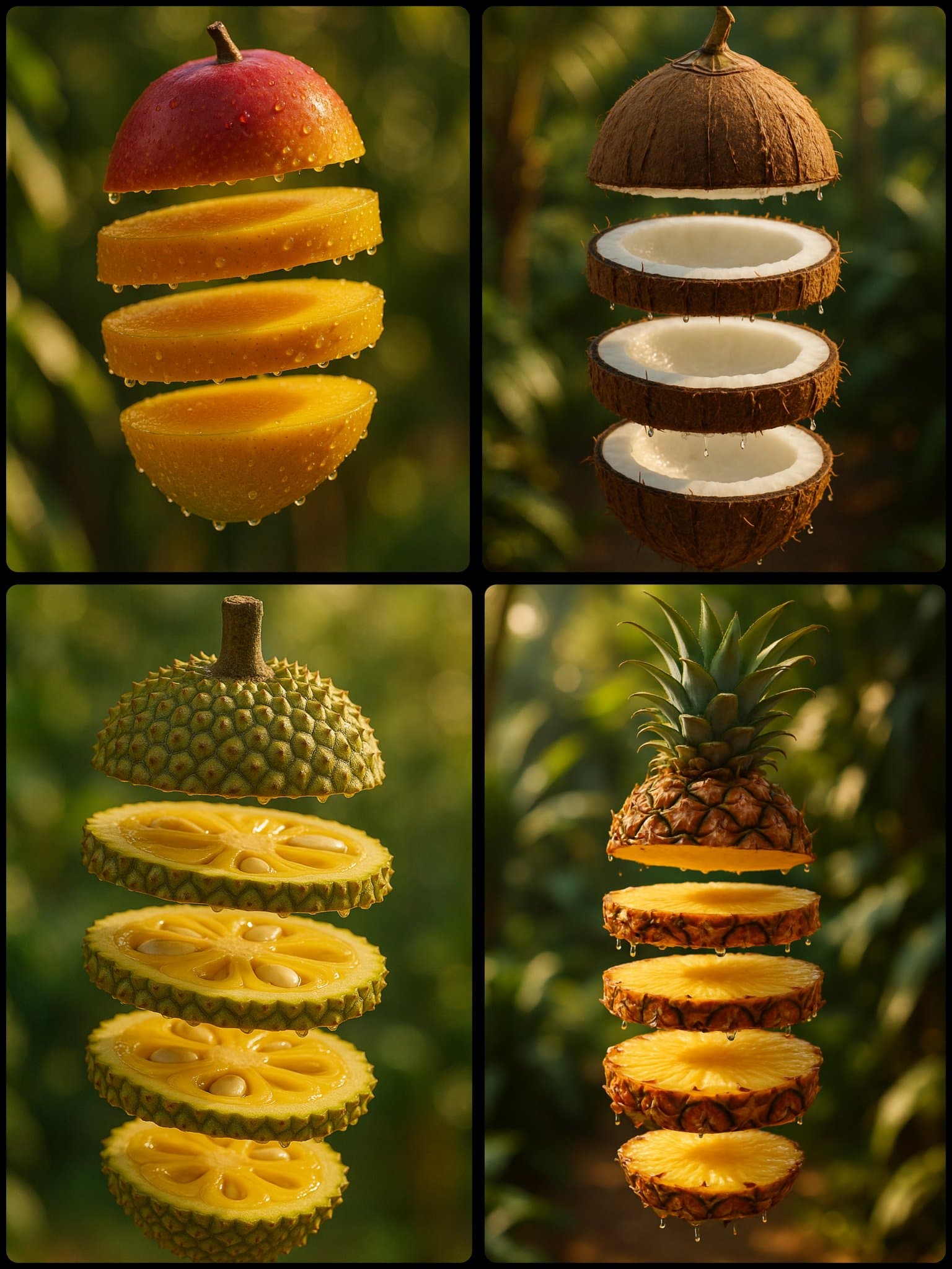 Create floating sliced fruits