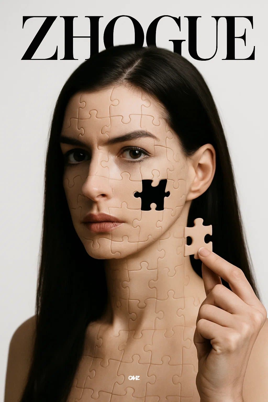 Hyper-realistic jigsaw portrait