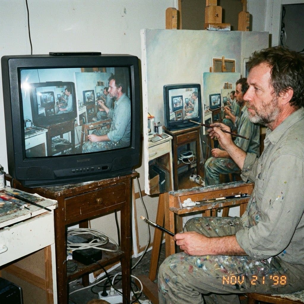Transferring TV screen content onto oil paintings