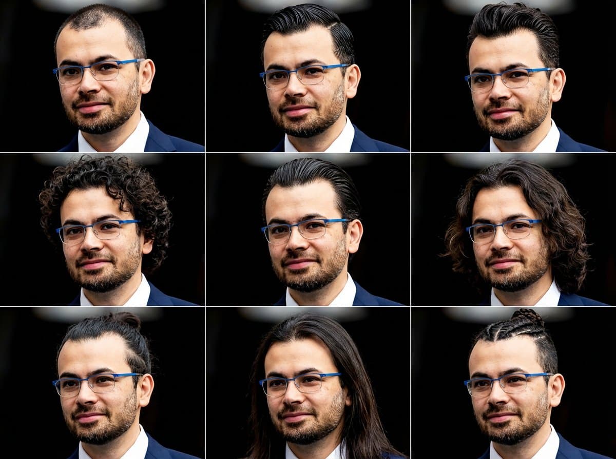 Erstellung von 9 verschiedenen Frisuren