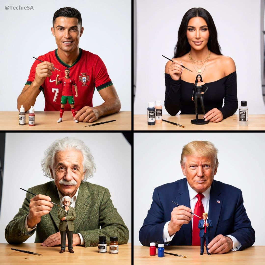 Der Künstler malt gerade seine eigene Miniaturfigur.