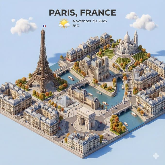 Cityscape Isometric 3D Cartoon Miniature Scene