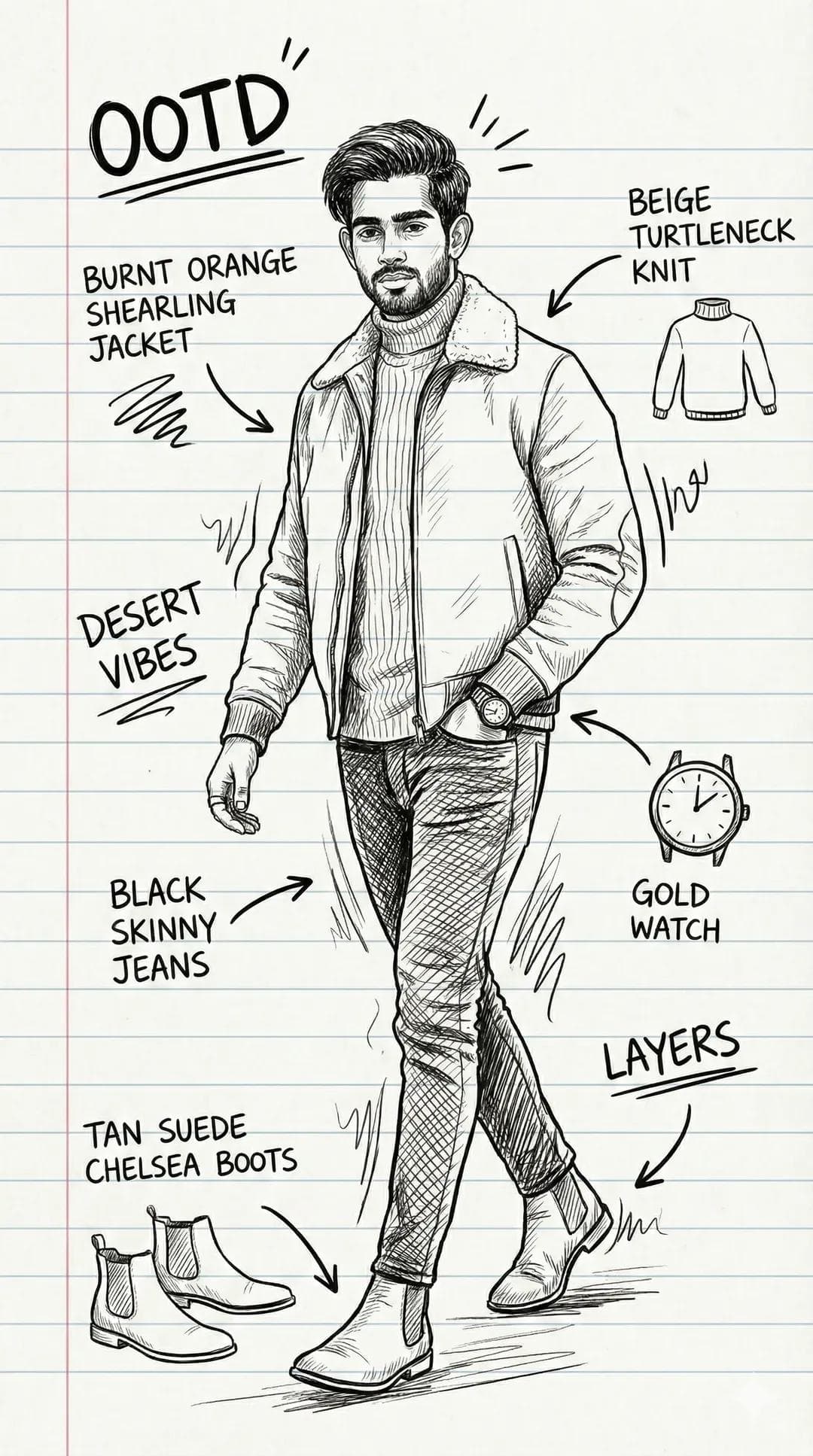 OOTD Handgemalte Kritzelei-Zerlegung