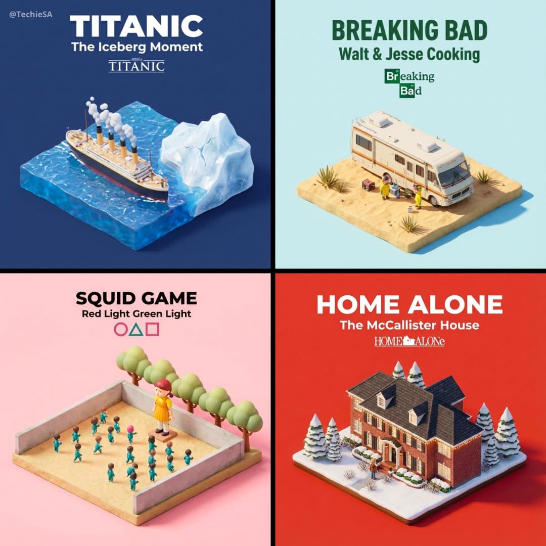 Miniaturisierte 3D-Zeichentrickszene