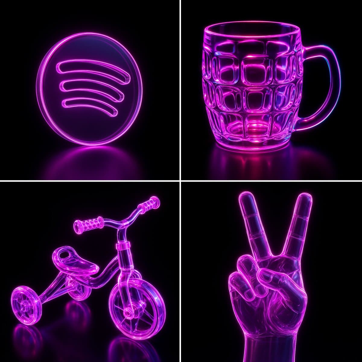 Neon-Glas leuchtet